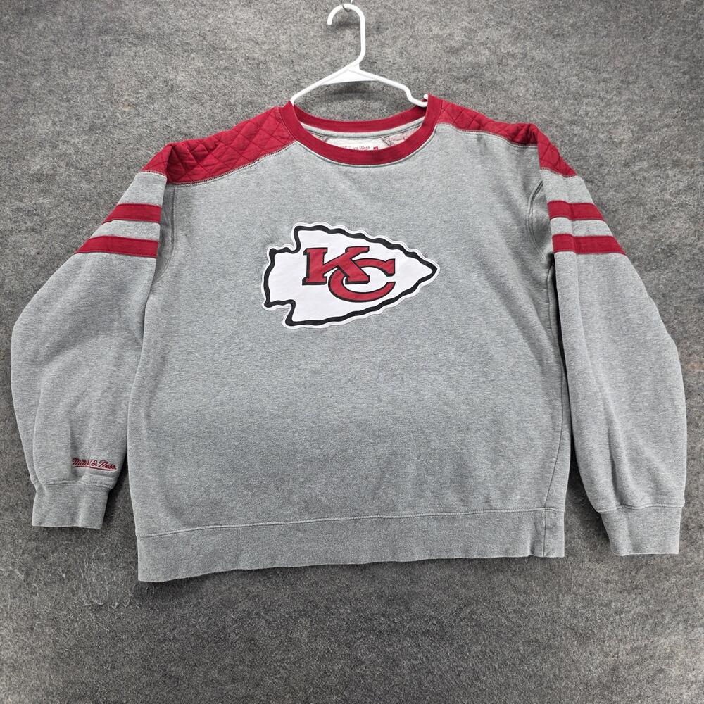 Kansas City Chiefs Sweatshirt Mens 2XL Gray NFL Football Mitchell & Ness